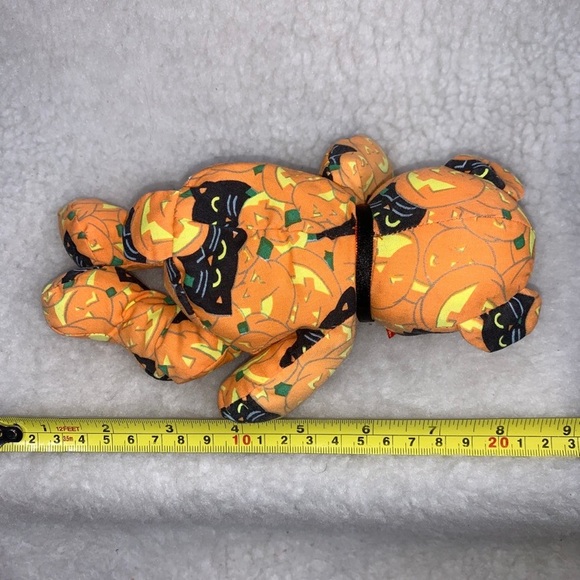 Halloween plush set vtg modern 8" black cat  8" halloween bear 6" hang pumpkin - Picture 10 of 12